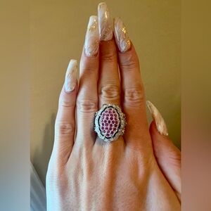 Swavorski crystal ring watch - new - pink crystal accents